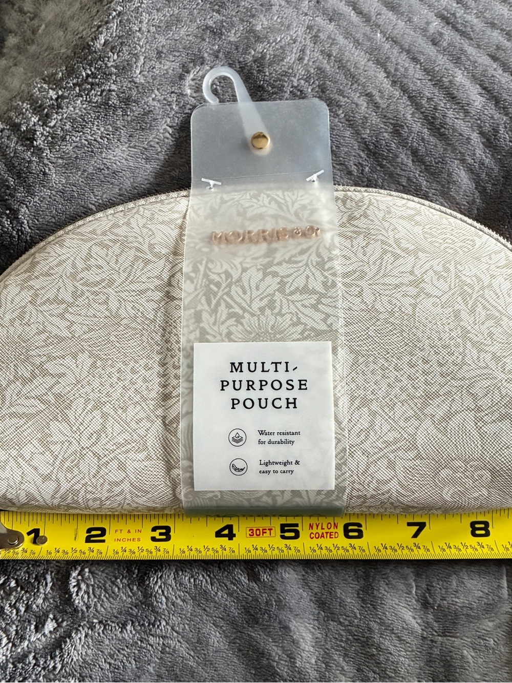 William Morris Beige Bird and Anemone Floral Zippered Travel Makeup Pouch NEW! - Picture 6 of 7